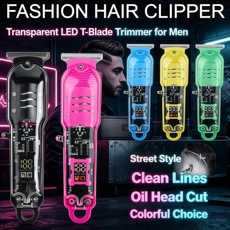 Men Grooming Home - Tondeuse à cheveux électrique transparente avec
