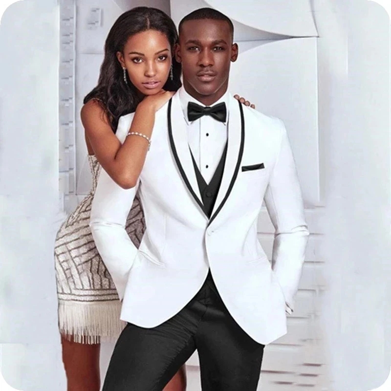 Men'S Grooming Company - Gilet blanc et noir pour marié,