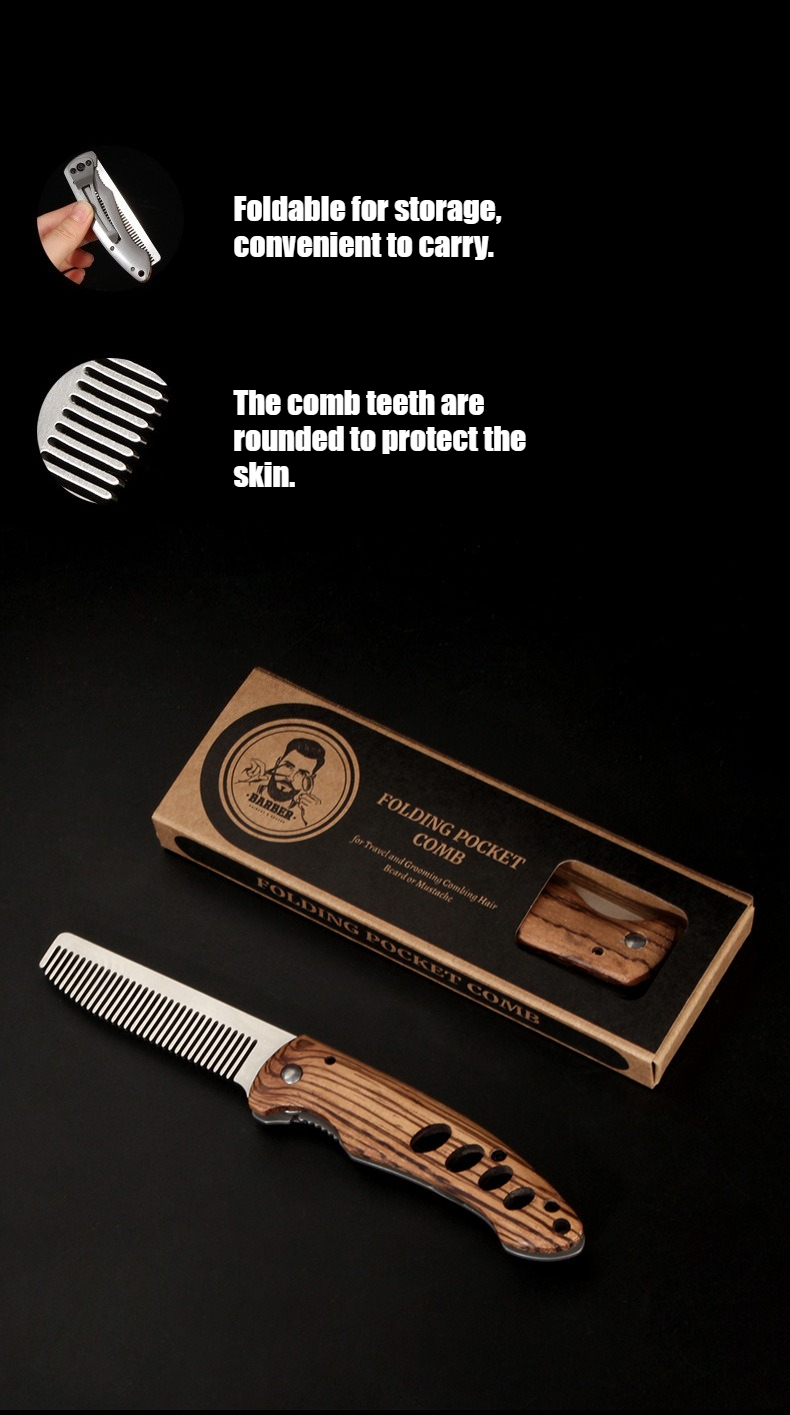Peigne à barbe pliable en bois - Mens Grooming Box avis et prix